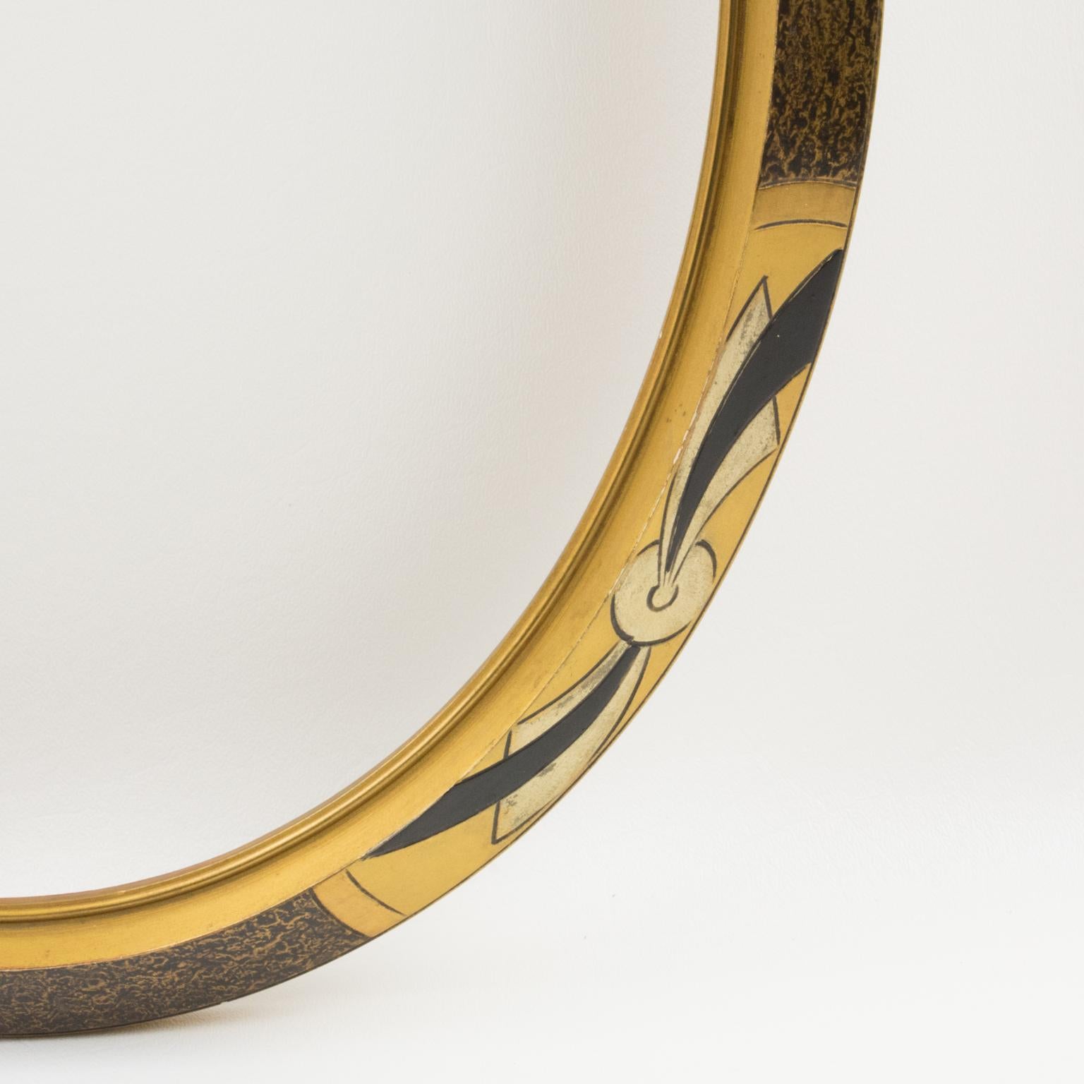 Mid-20th Century Art Deco Gilded Wood Oval Frame for Painting, Drawing or Mirror, France 1930s For Sale