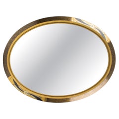 Cornice ovale in legno dorato Art Deco per dipinti, disegni o specchi, Francia anni '1930