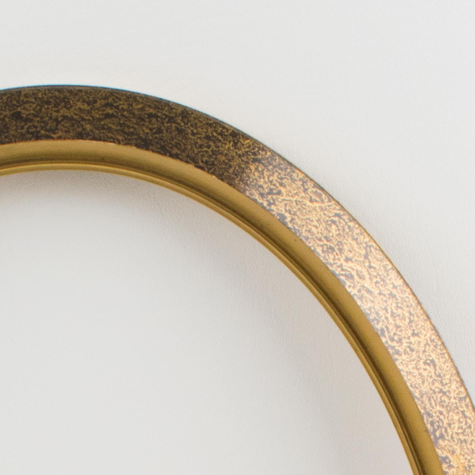 Art Deco Gilded Wood Oval Frame for Painting, Drawing or Mirror, France 1980s For Sale 5