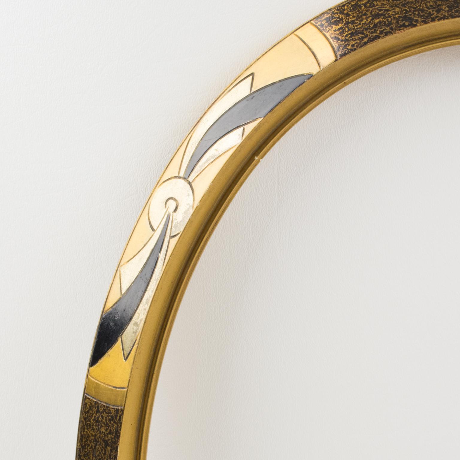 Art Deco Gilded Wood Oval Frame for Painting, Drawing or Mirror, France 1980s In Good Condition For Sale In Atlanta, GA