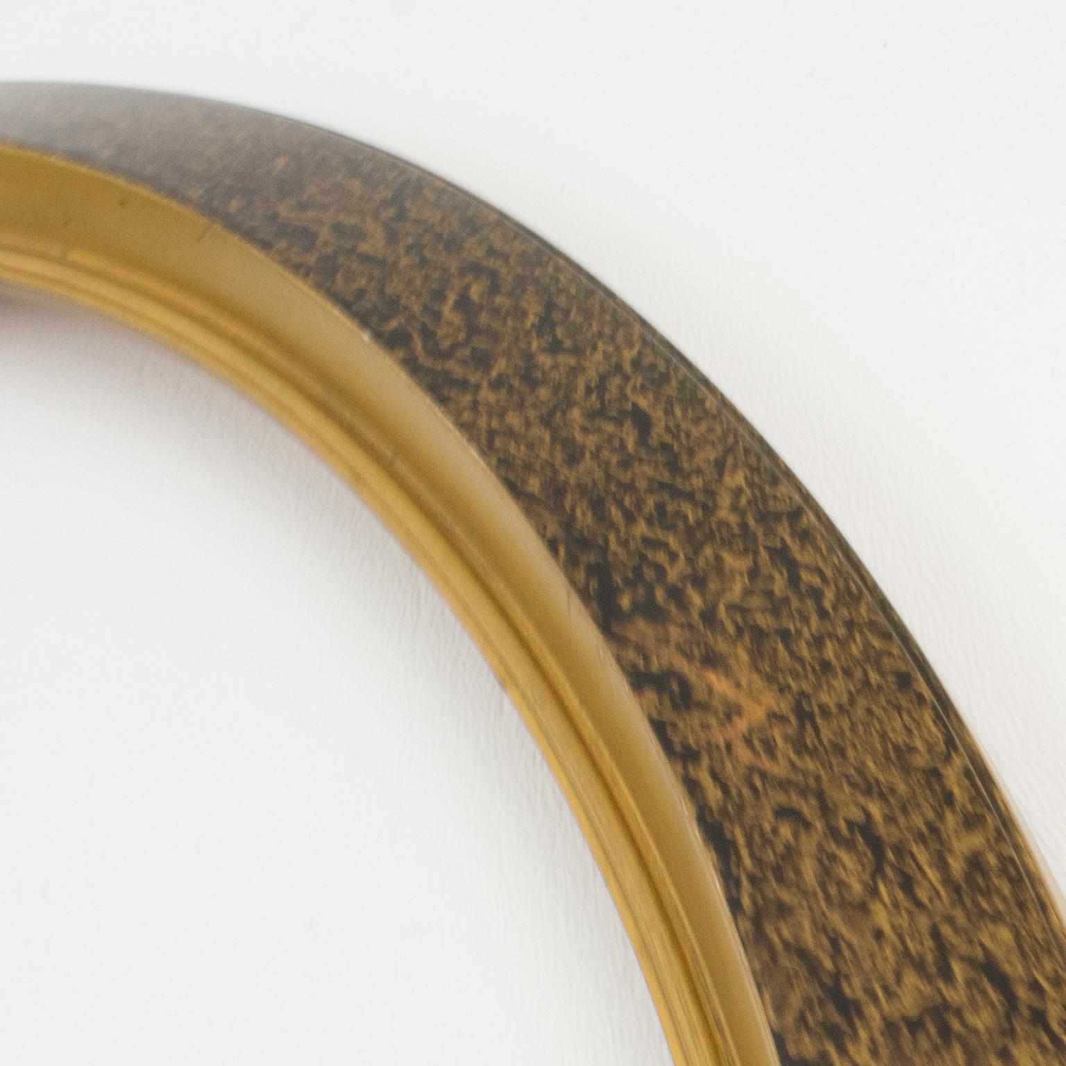 Art Deco Gilded Wood Oval Frame for Painting, Drawing or Mirror, France 1980s For Sale 4