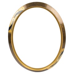 Art Deco Gilded Wood Oval Frame for Painting, Drawing or Mirror, France 1980s