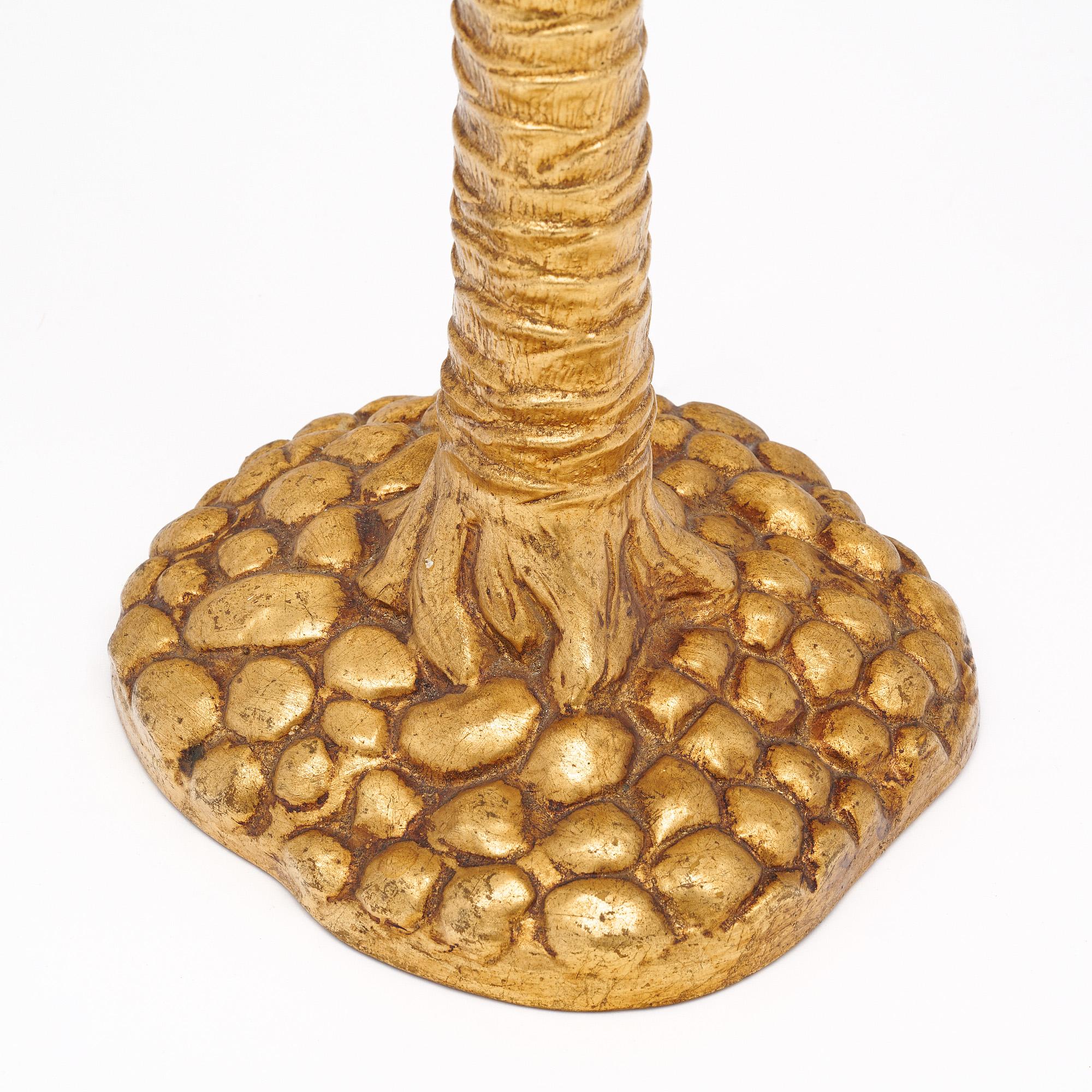 Mid-20th Century Art Deco Gilded Wood Palm Tree Lamp For Sale