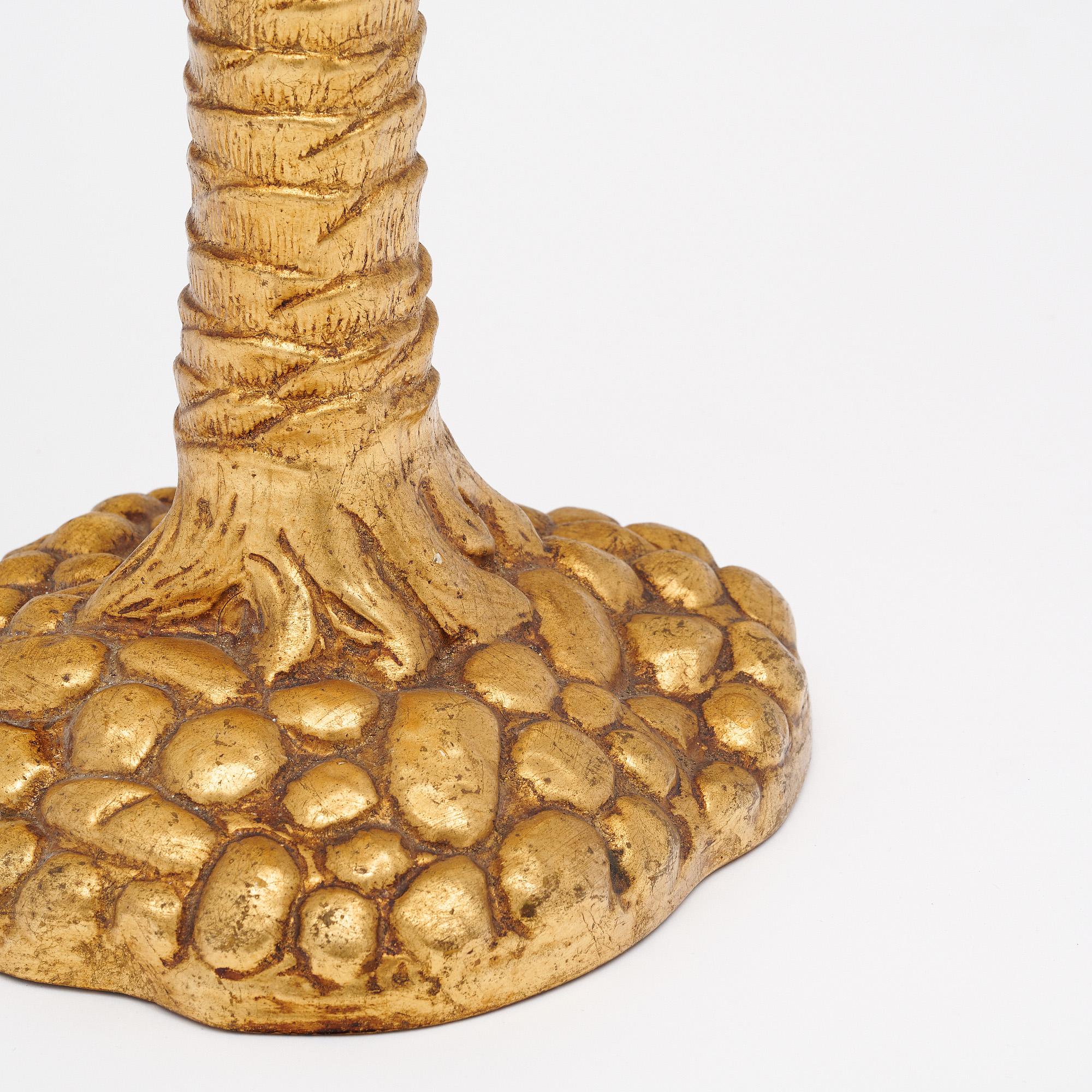 Art Deco Gilded Wood Palm Tree Lamp For Sale 1