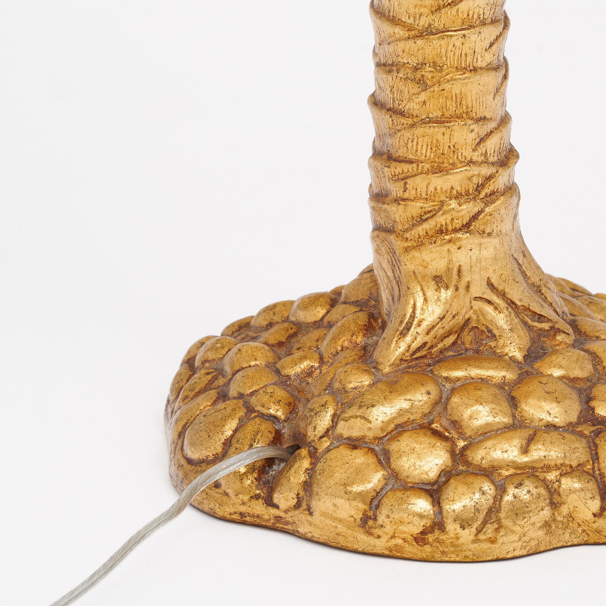 Art Deco Gilded Wood Palm Tree Lamp For Sale 2