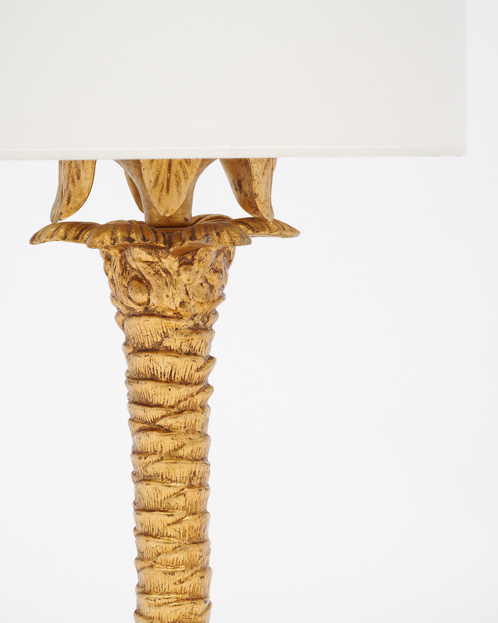 Art Deco Gilded Wood Palm Tree Lamp For Sale 3