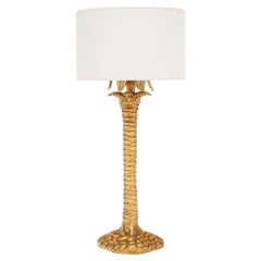 Art Deco Gilded Wood Palm Tree Lamp