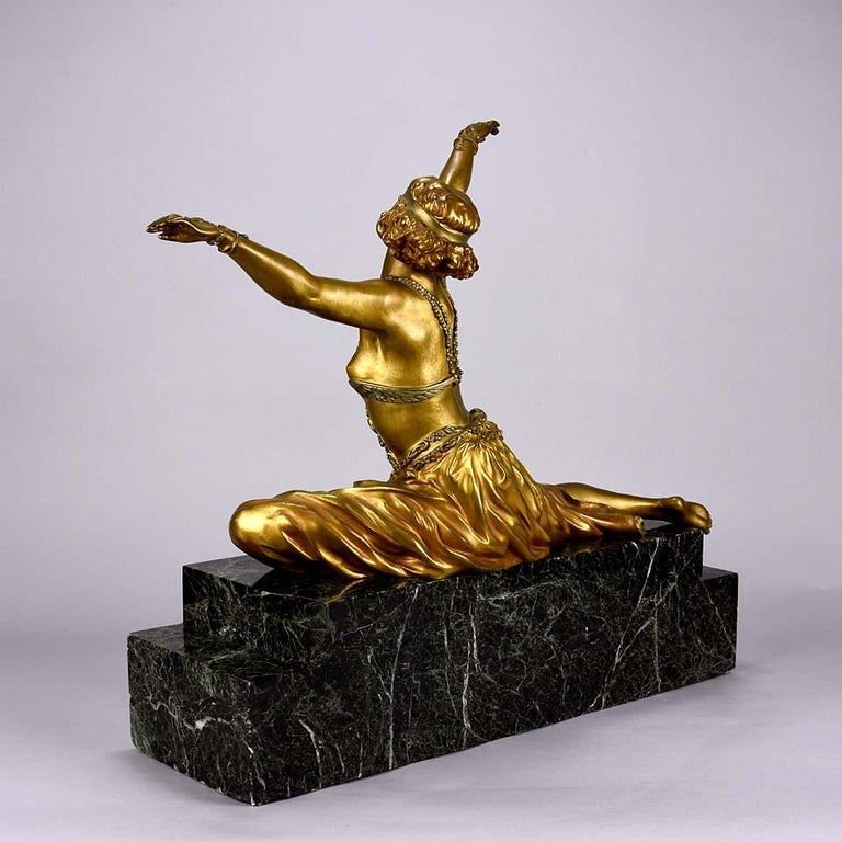 Early 20th Century Art Deco Gilt and Enamel Bronze Figure 