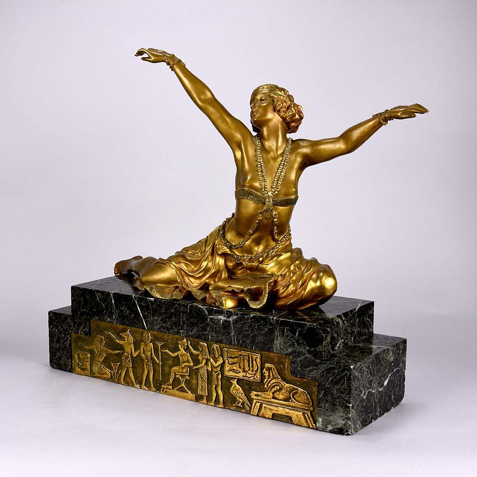 French Art Deco Gilt and Enamel Bronze Figure 