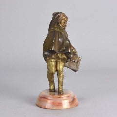 Art Deco Gilt and Enamel Painted Bronze Entitled 'Windy Day' by Demetre Chiparus