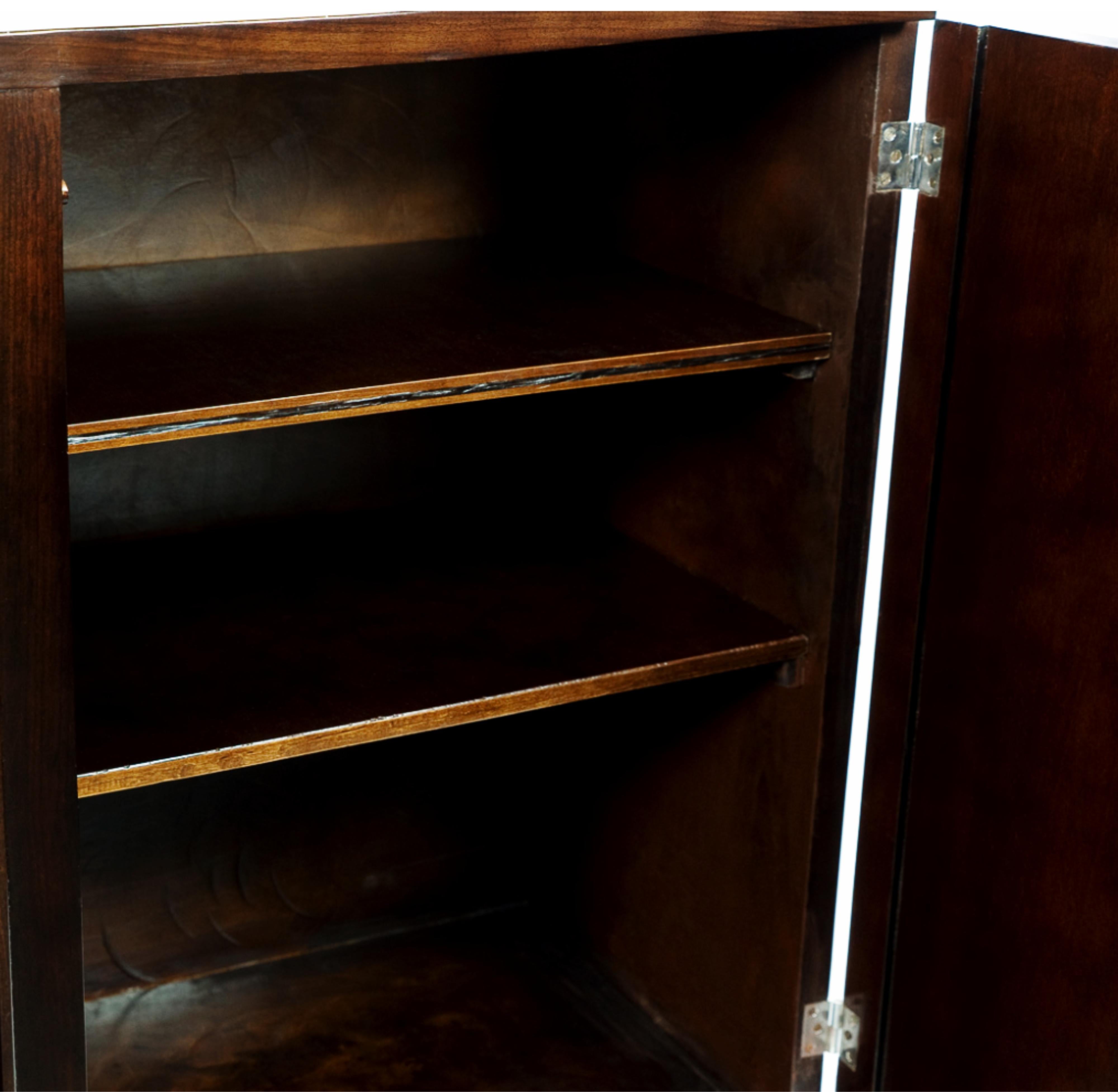 Art Deco Gilt and Walnut Credenza – Belgian 20th Century Sideboard For Sale 1