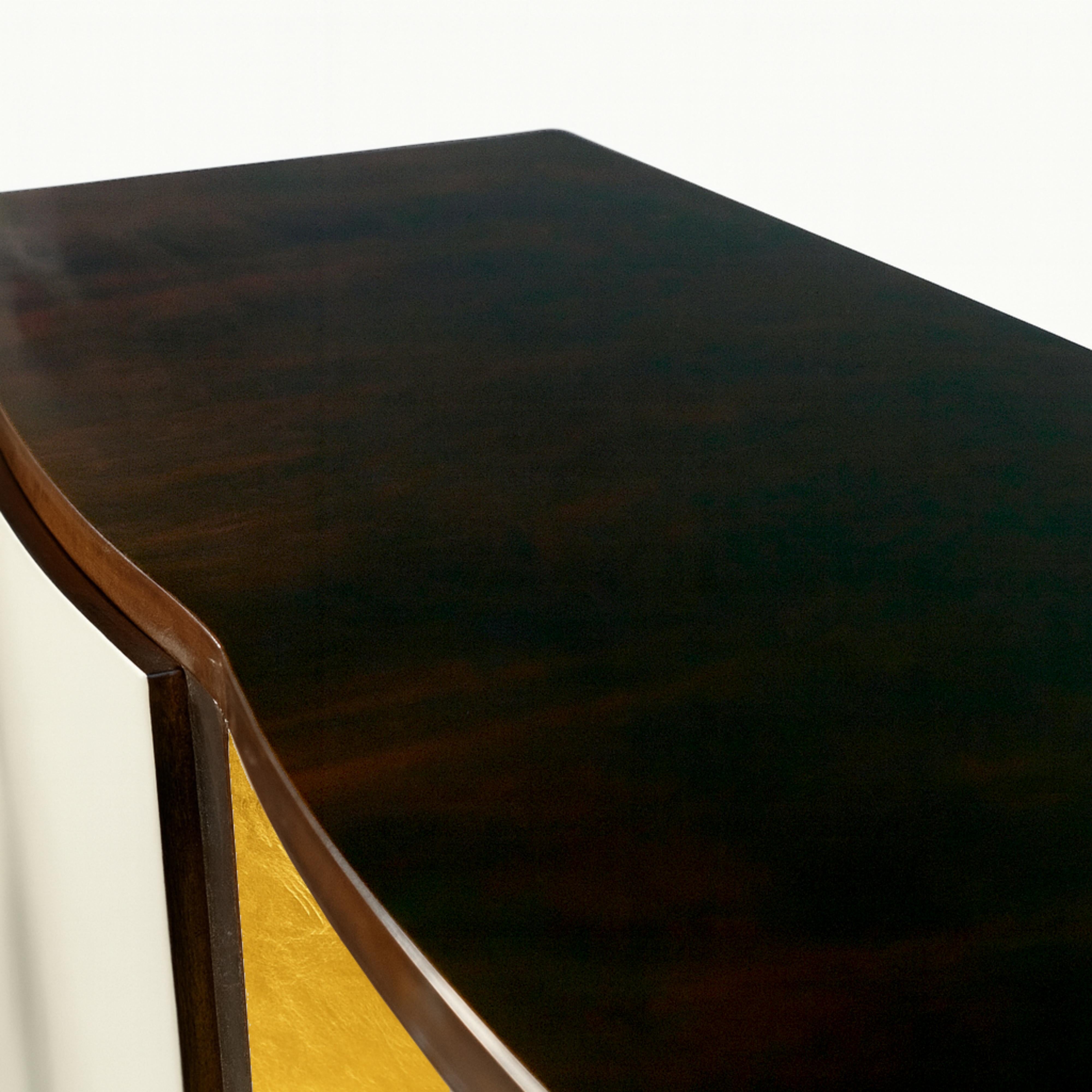 Art Deco Gilt and Walnut Credenza – Belgian 20th Century Sideboard For Sale 2