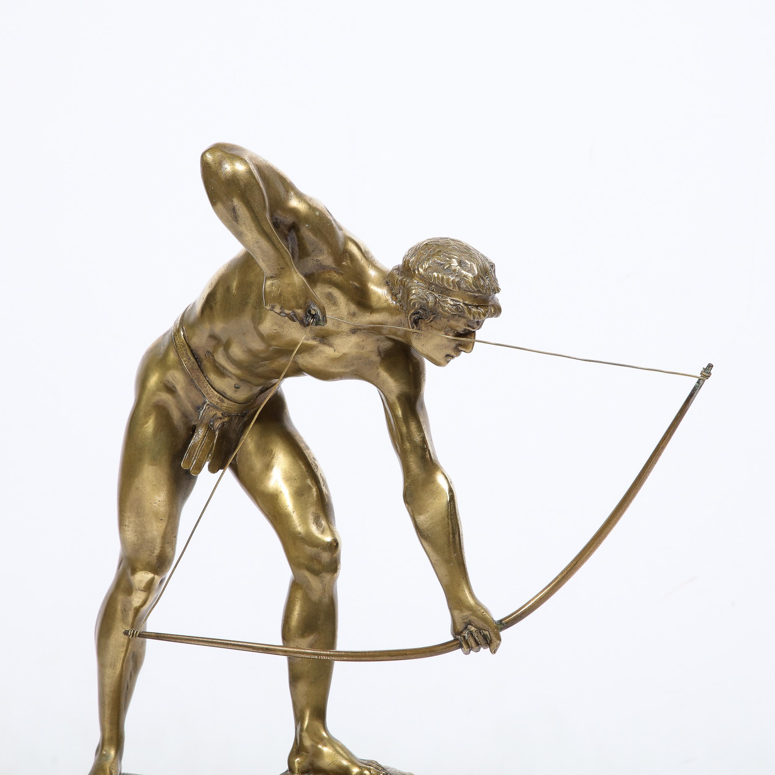 Art Deco Gilt Bronze Archer Sculpture on Black Marble Base by Otto Schmidt-Hofer For Sale 1