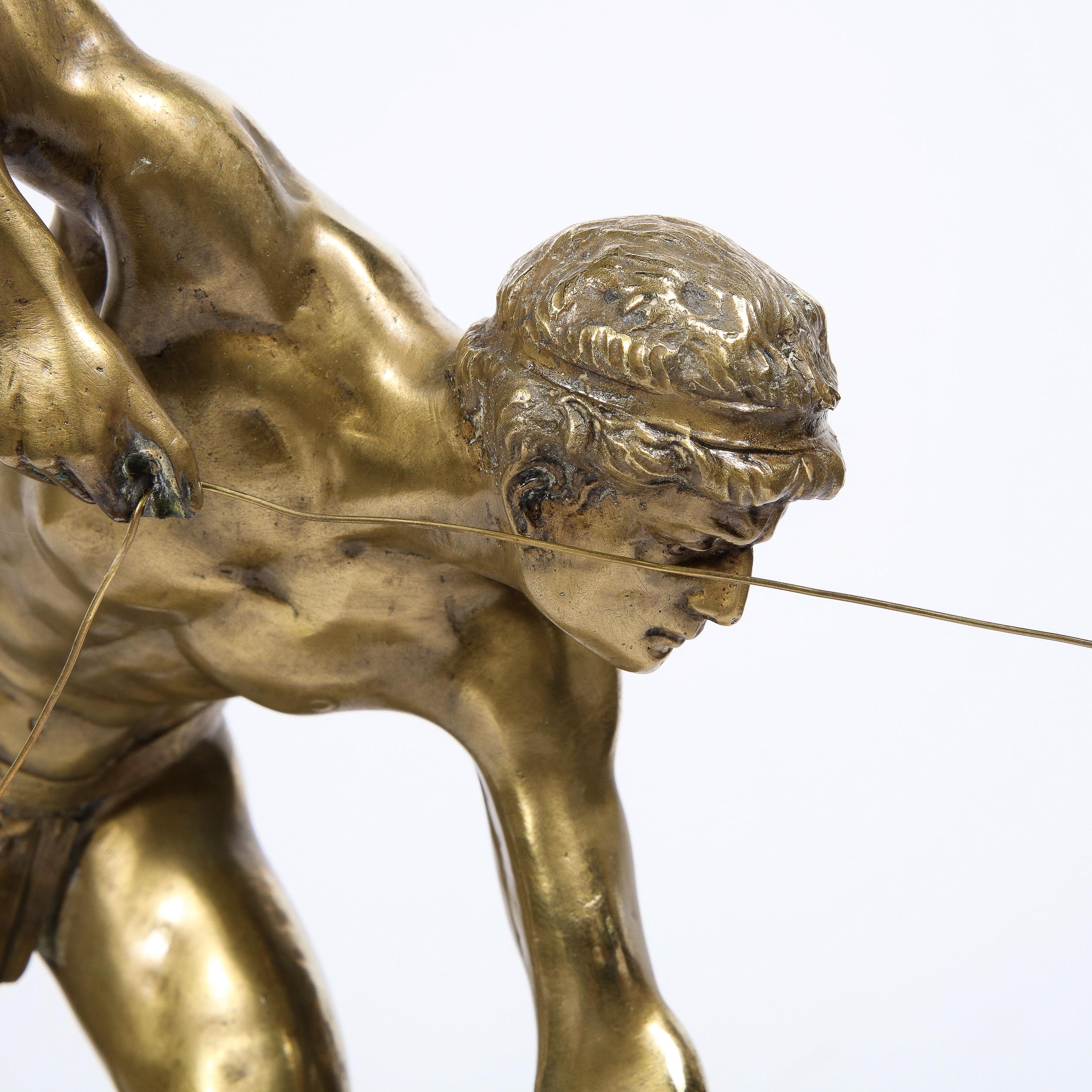 Art Deco Gilt Bronze Archer Sculpture on Black Marble Base by Otto Schmidt-Hofer For Sale 3