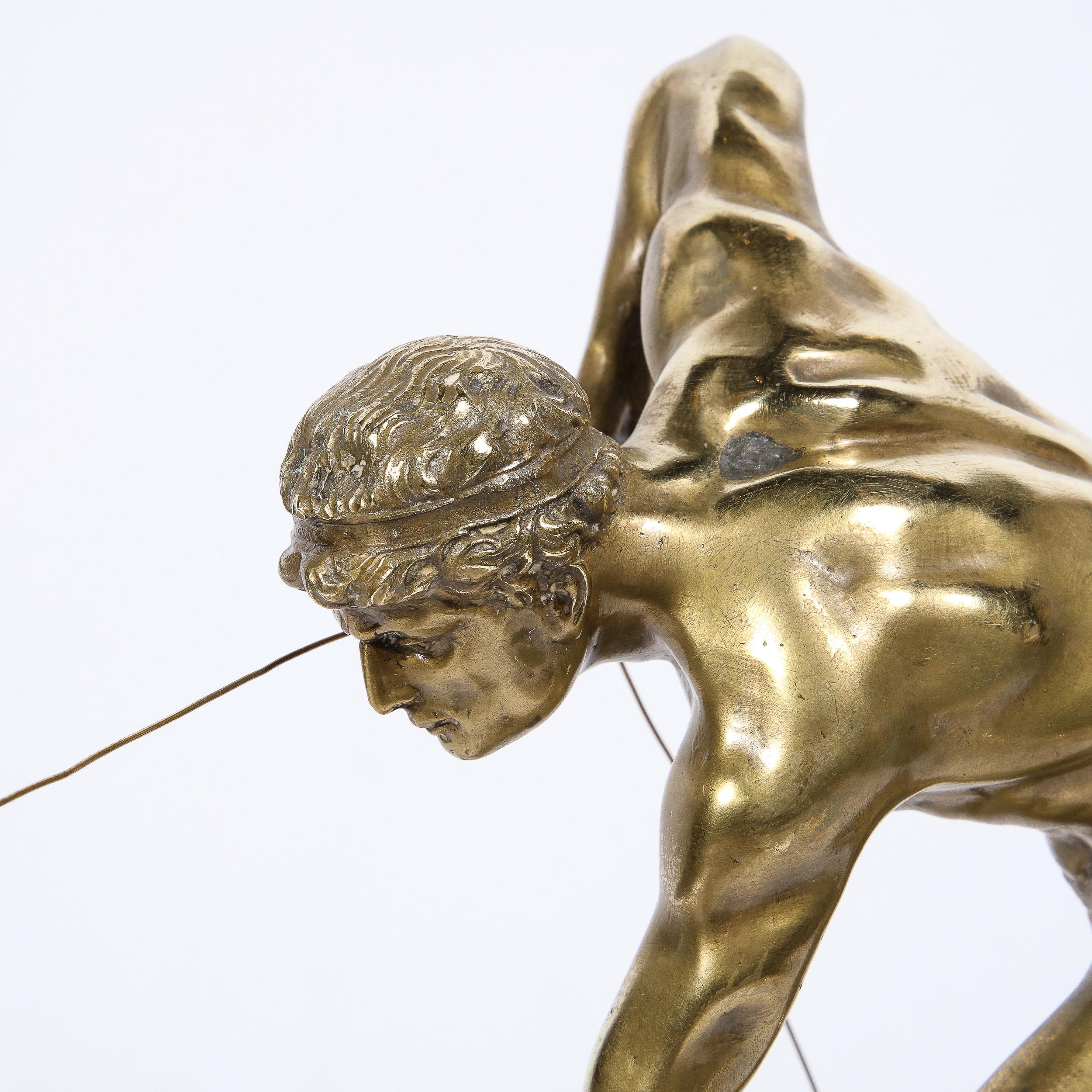 Art Deco Gilt Bronze Archer Sculpture on Black Marble Base by Otto Schmidt-Hofer For Sale 4