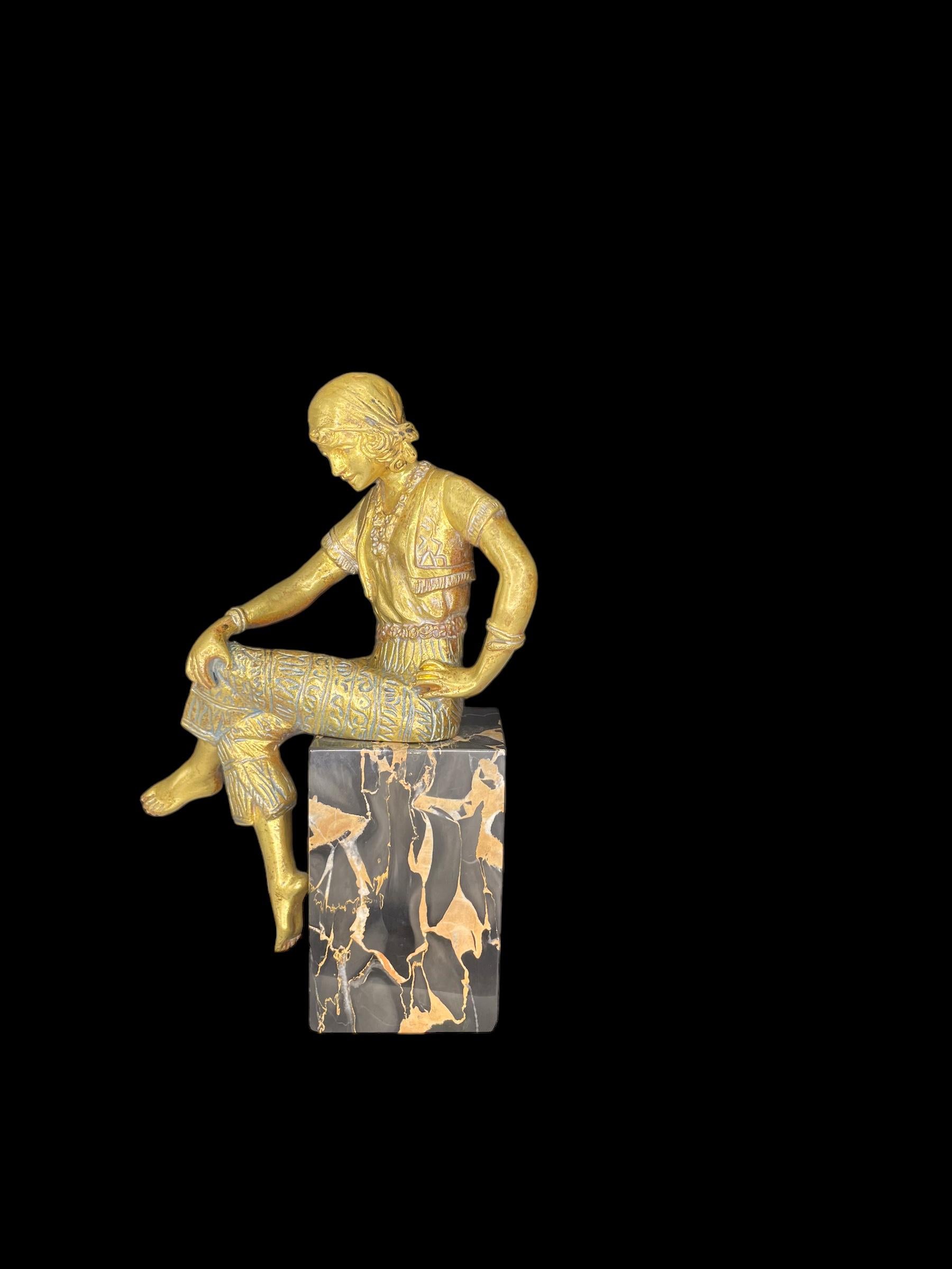 Art Deco Vergoldete Bronze von Jorel im Angebot 9