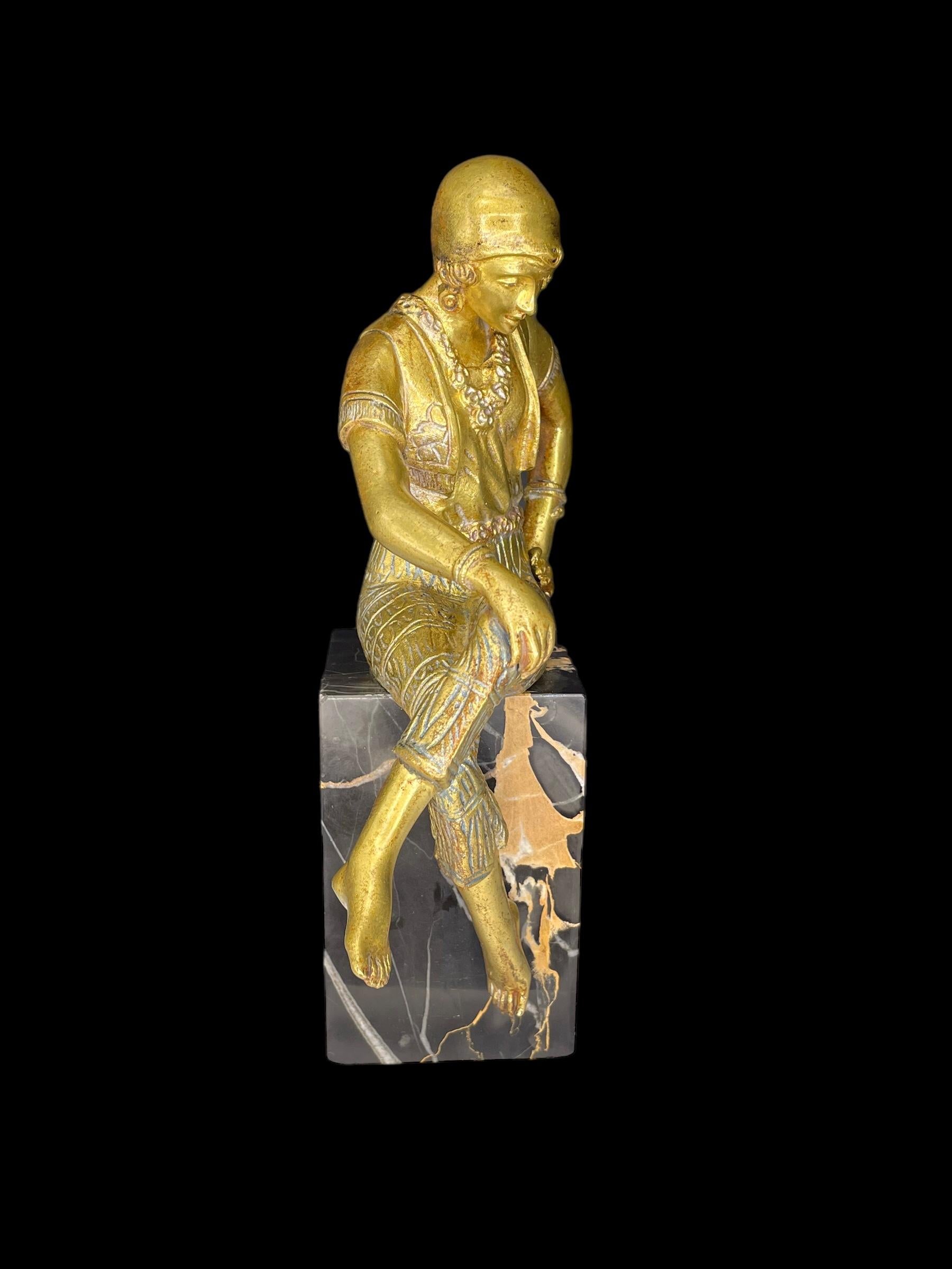 Français Bronze doré Art déco par Jorel en vente
