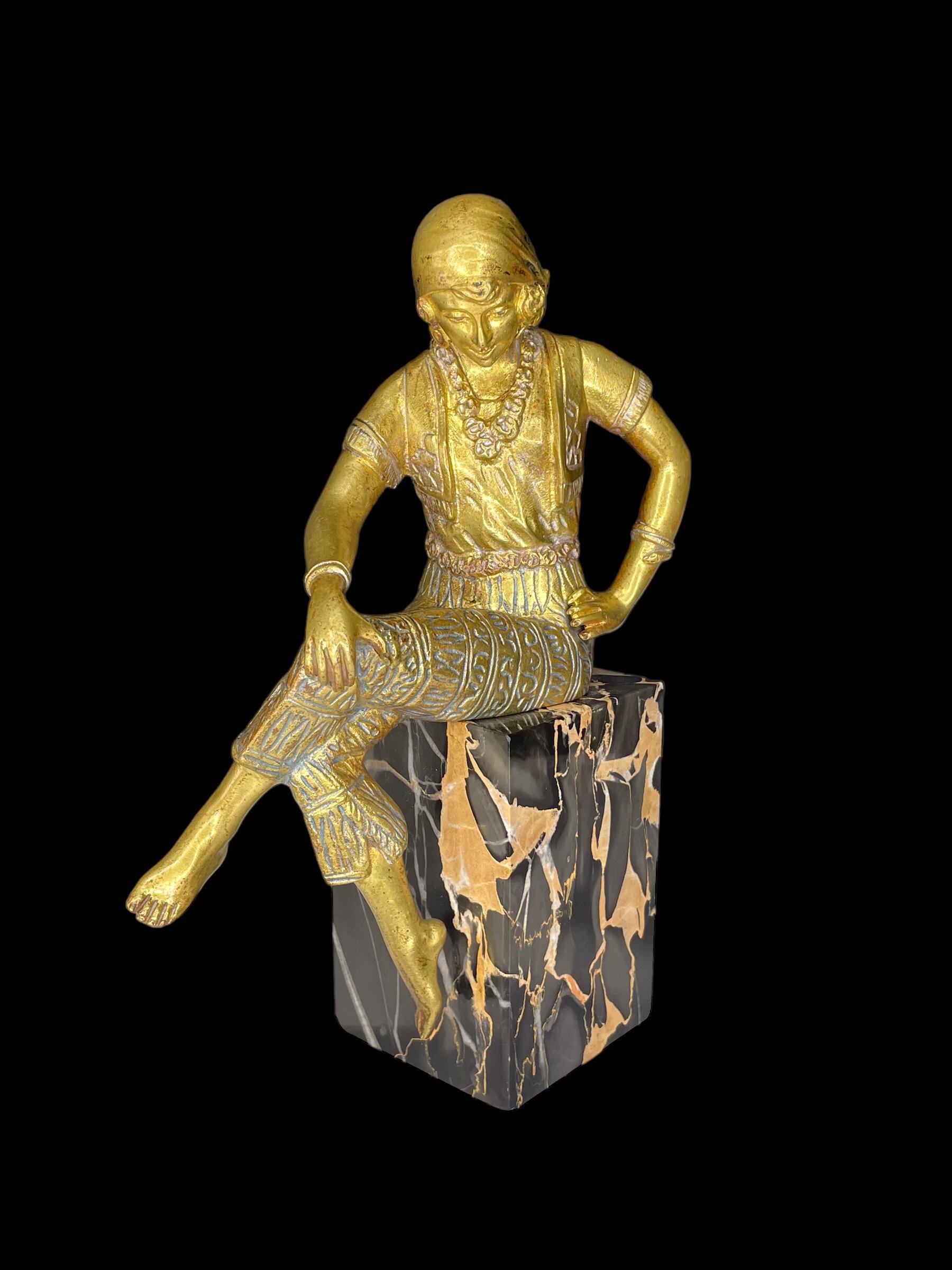 Bronze doré Art déco par Jorel Bon état - En vente à Lee-On-The-Solent, GB