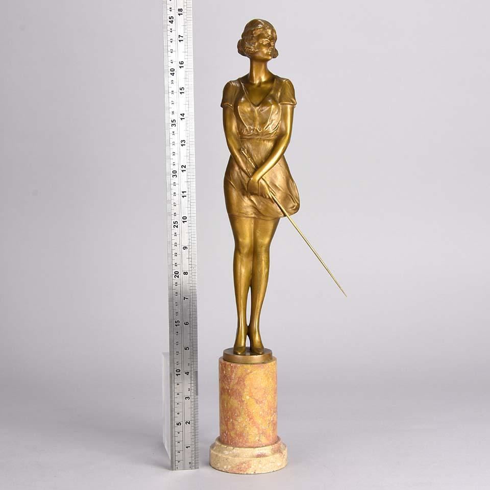 Art Deco Gilt Bronze Figure Entitled 'Whip Girl' by Bruno Zach 3