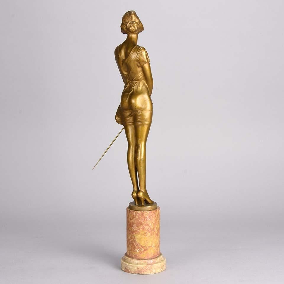 German Art Deco Gilt Bronze Figure Entitled 'Whip Girl' by Bruno Zach