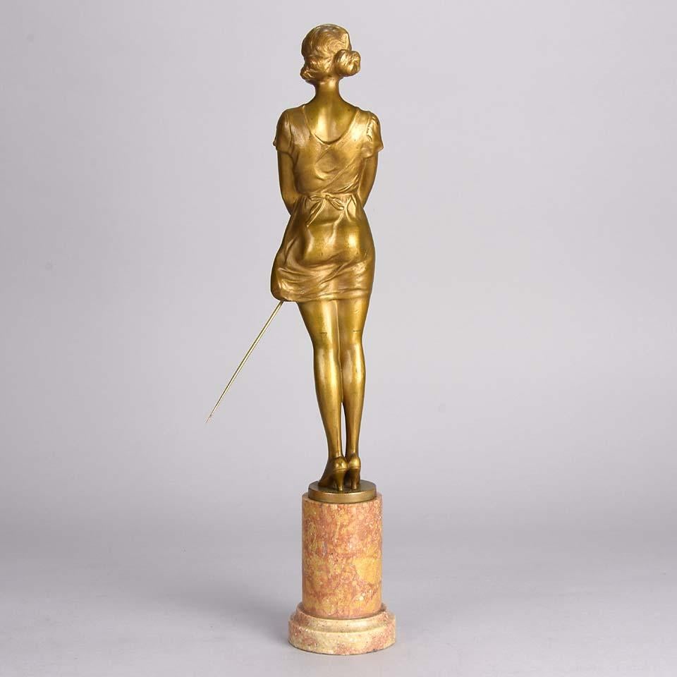 Cast Art Deco Gilt Bronze Figure Entitled 'Whip Girl' by Bruno Zach