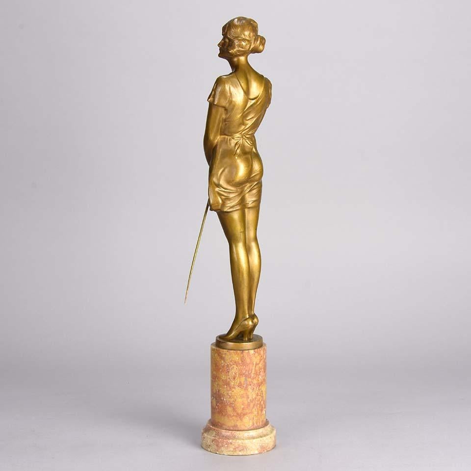 Art Deco Gilt Bronze Figure Entitled 'Whip Girl' by Bruno Zach In Excellent Condition In London, GB