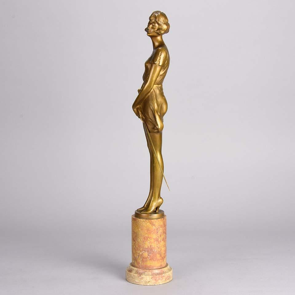 Early 20th Century Art Deco Gilt Bronze Figure Entitled 'Whip Girl' by Bruno Zach