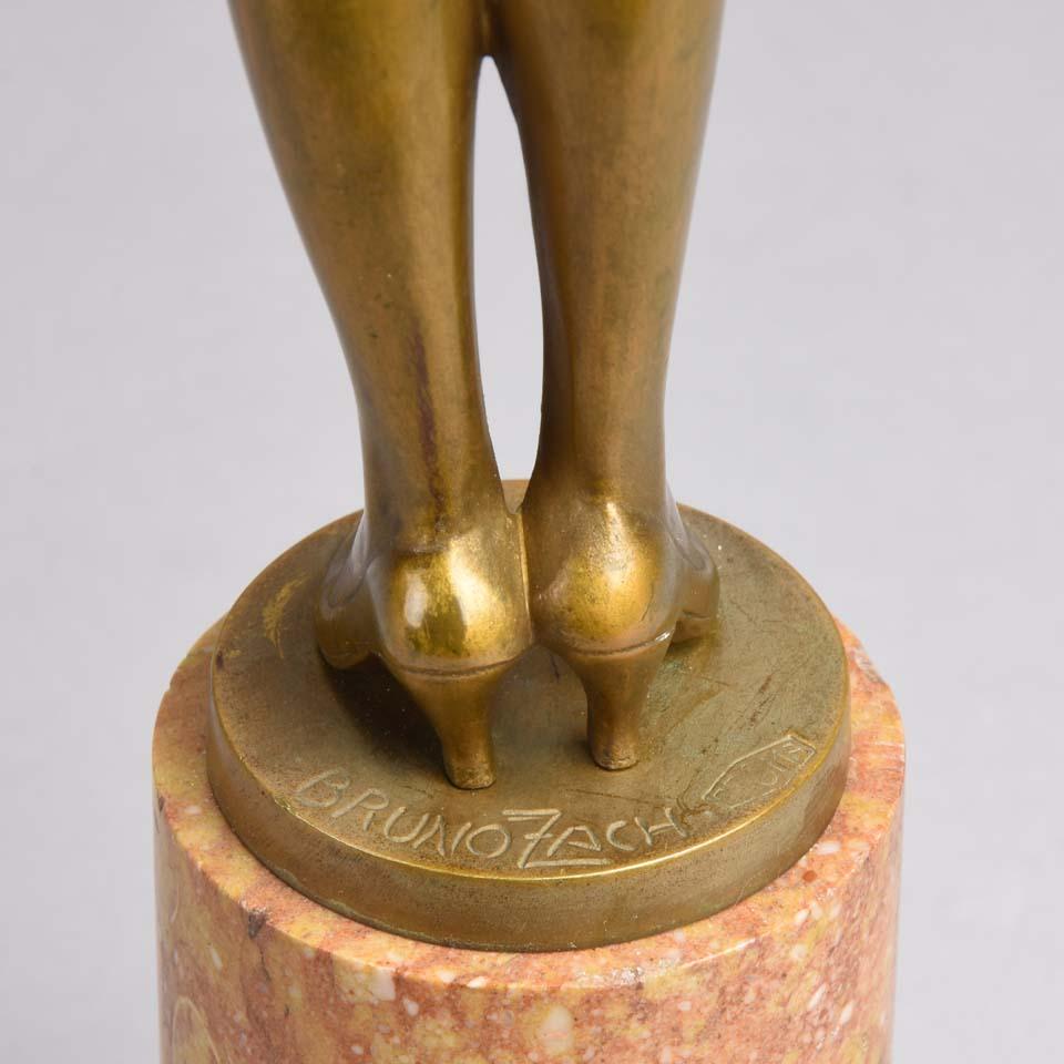 Art Deco Gilt Bronze Figure Entitled 'Whip Girl' by Bruno Zach 2