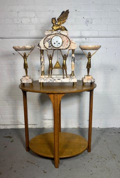 Art Deco Gilt Bronze & Marble Mantel Clock w. Sphinx & Pharaohs Egyptian Revival