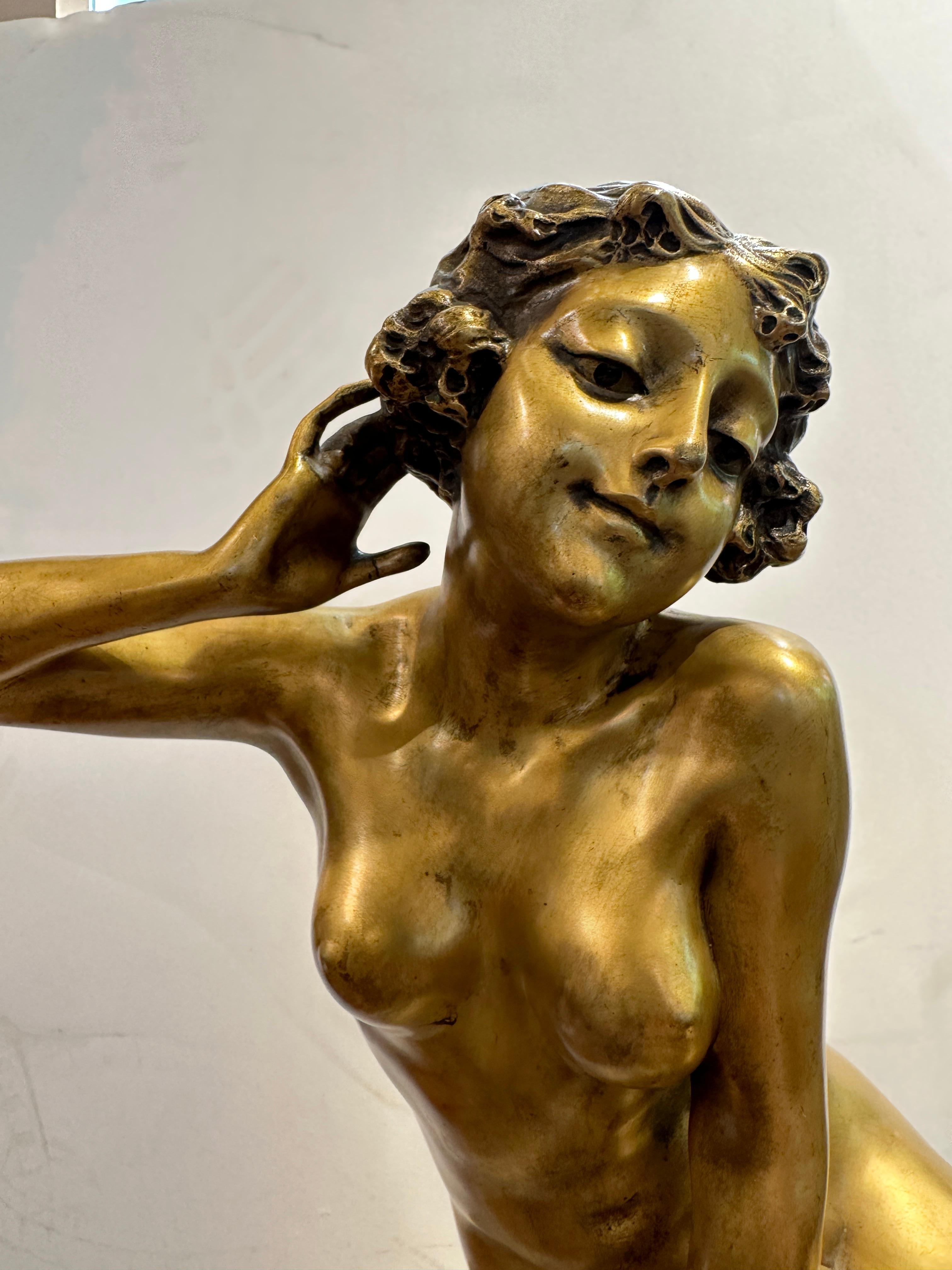 Art Deco Gilt Bronze Nude Sculpture  For Sale 2