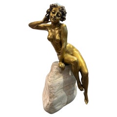 Art Deco Gilt Bronze Nude Sculpture 