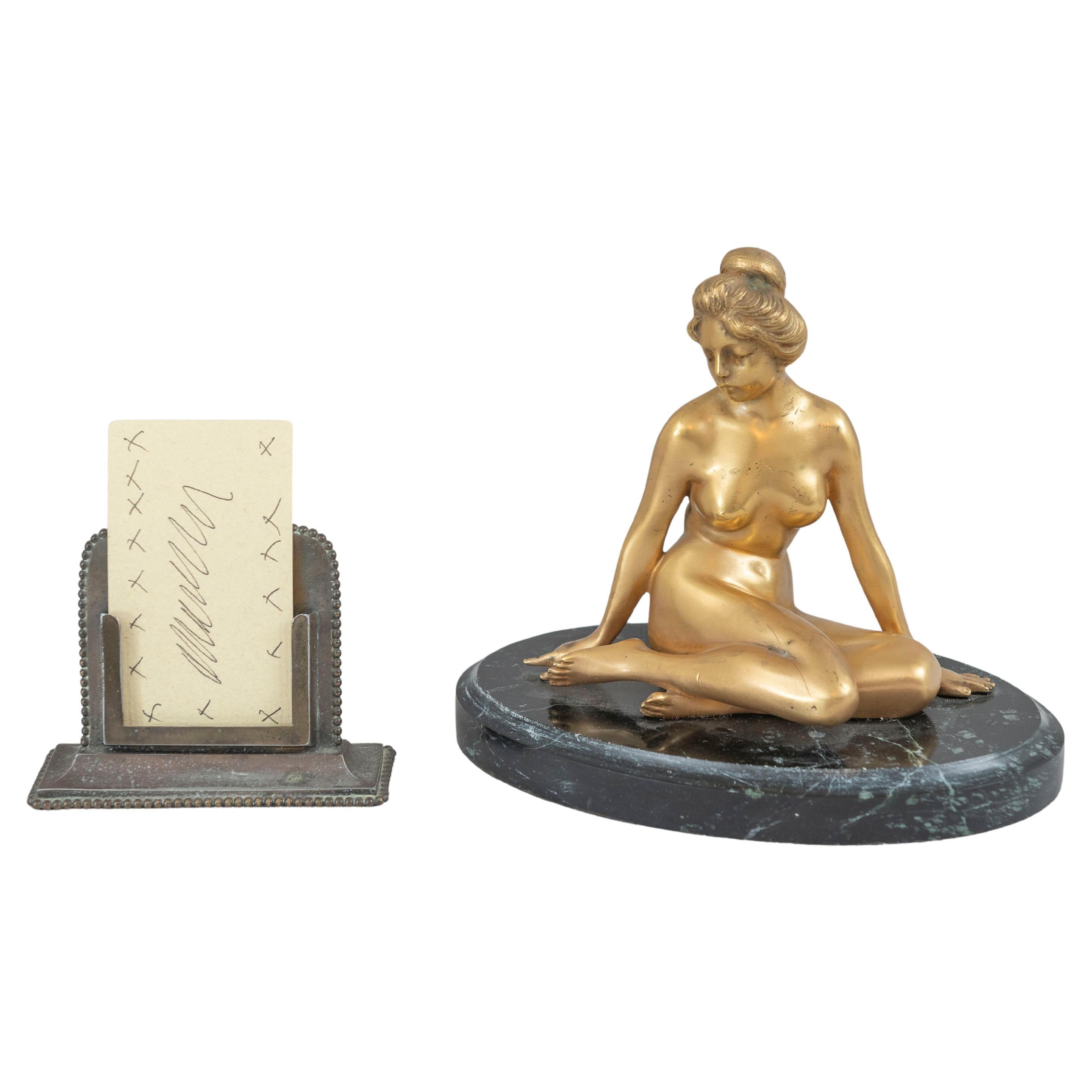Bronzo dorato Art Deco su marmo, di Henryk Kossowski, (1855-1921)