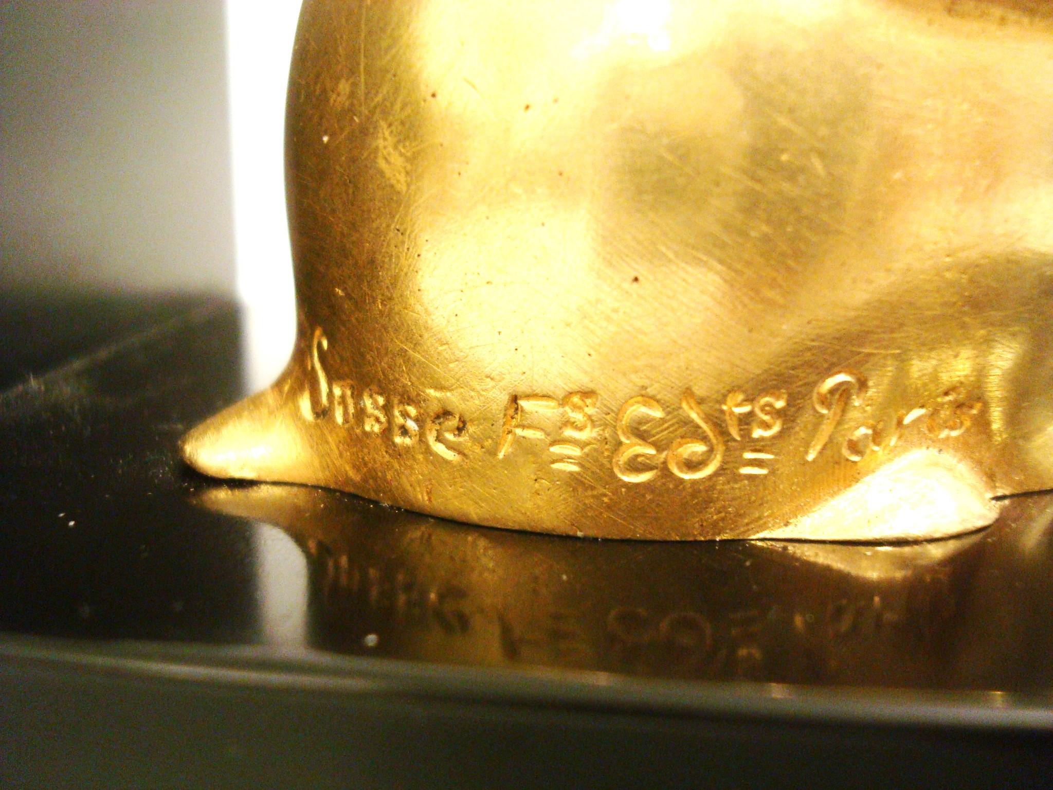 Buchstützen aus vergoldeter Bronze mit Kaninchen im Art déco-Stil, Edouard-Marcel Sandoz im Angebot 7