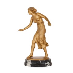 Art Deco Gilt Bronze Sculpture of a Woman by Rochlitz