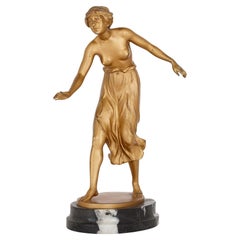 Art Deco Gilt Bronze Sculpture of a Woman by Rochlitz