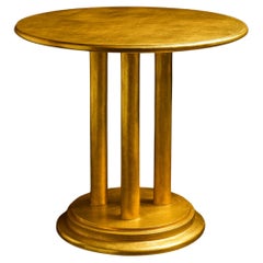 Art Deco Gilt Golden Chestnut Pedestal Table, 20th Century
