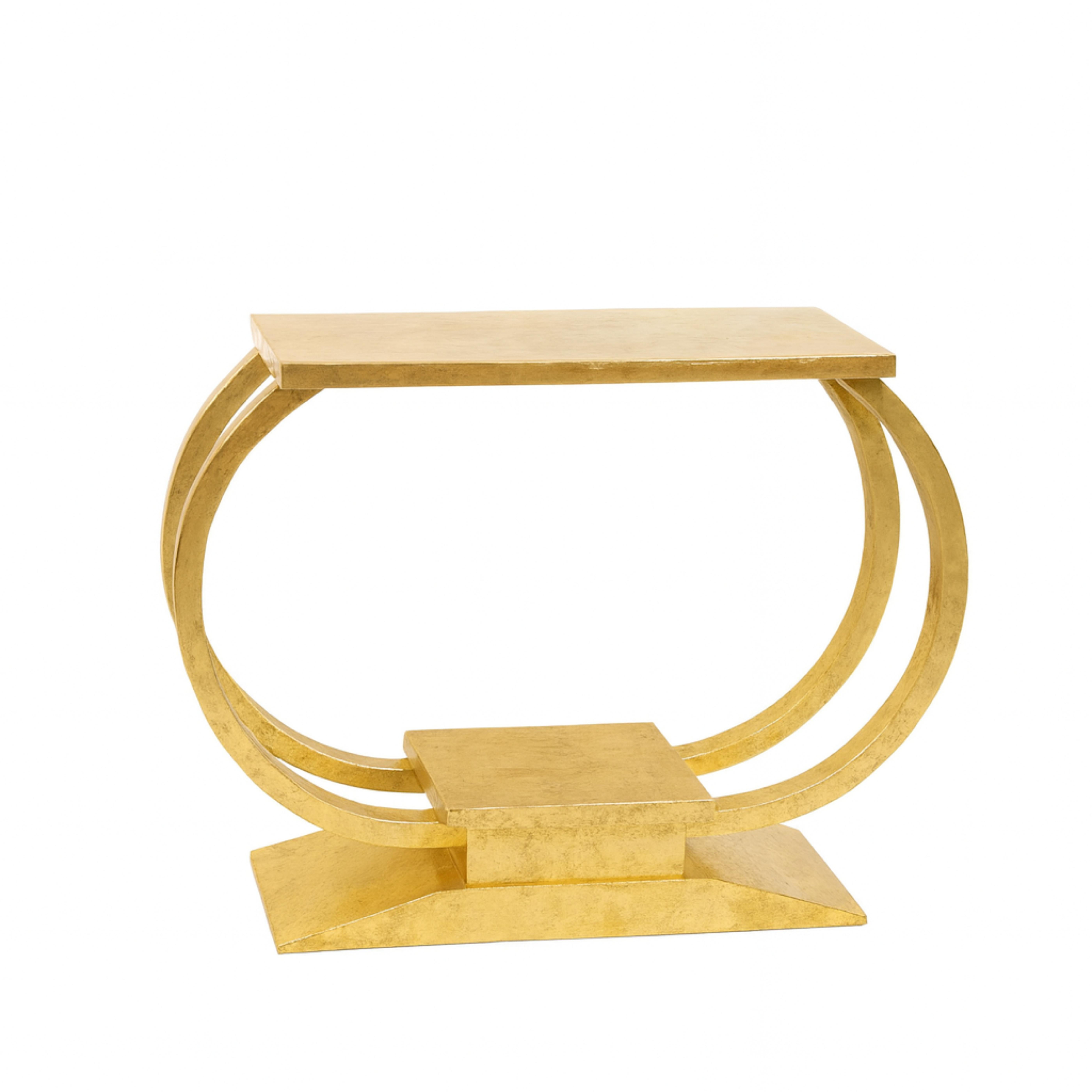 Consolle / tavolo da ingresso in noce Art Deco nero dorato con design a doppio arco. Un pezzo di design molto raro.

Dimensioni:
   altezza: 62 cm 
   78 x 42cm

Tieni presente che i colori degli articoli possono variare a seconda del tipo di
