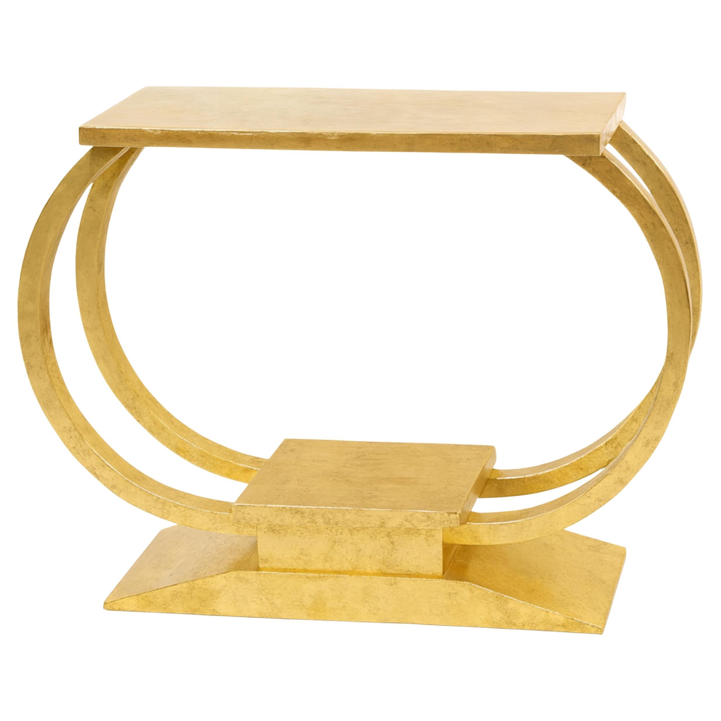 Art Deco Gilt Golden Console Table, 20th Century
