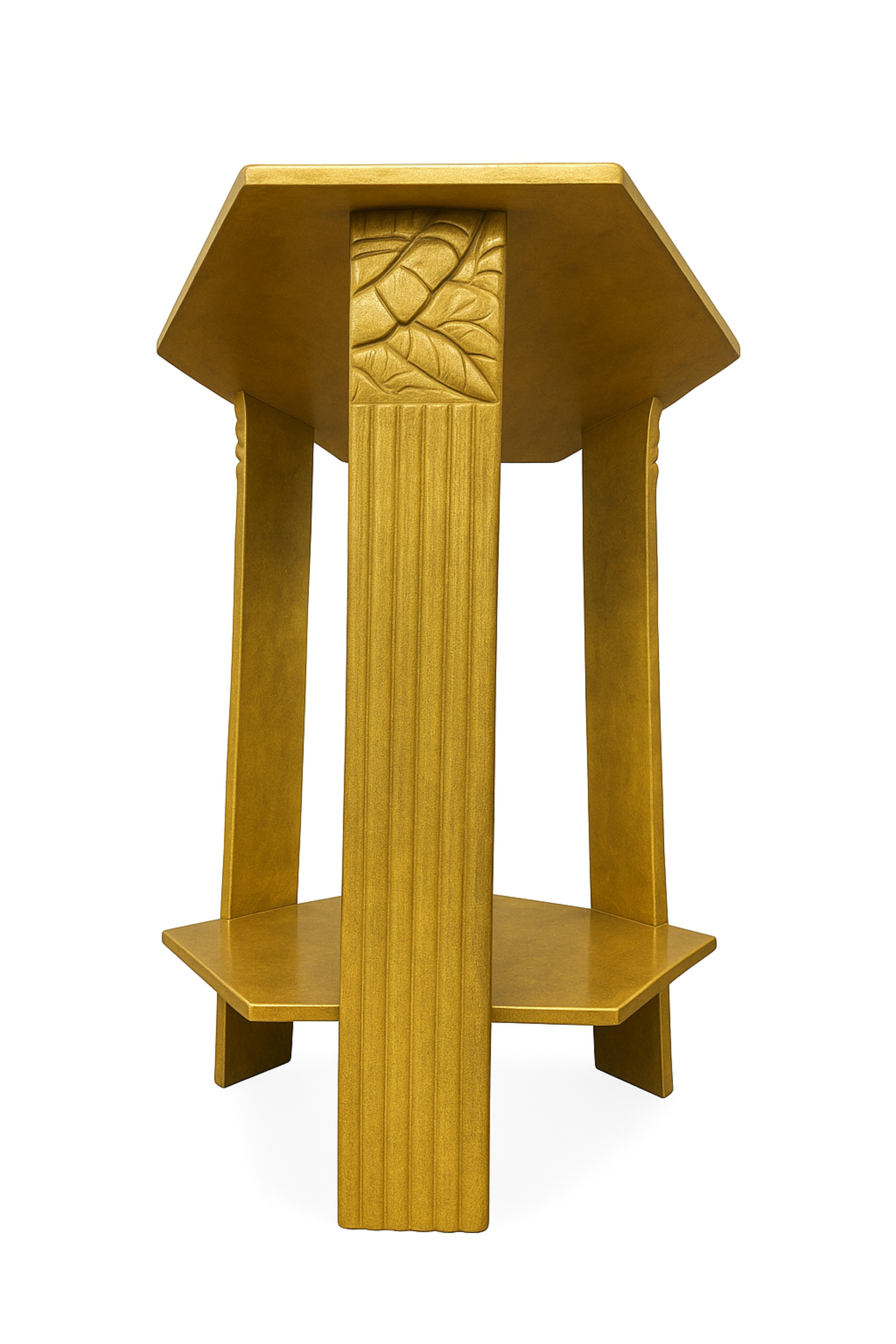 Art Deco Gilt Golden Pedestal Side Table, 20th Century In Good Condition For Sale In Lisbon, PT