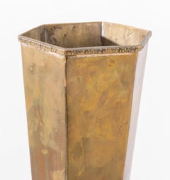 Art Deco Gilt Metal Hexagonal Floor Vase