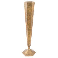 Art Deco Gilt Metal Hexagonal Floor Vase