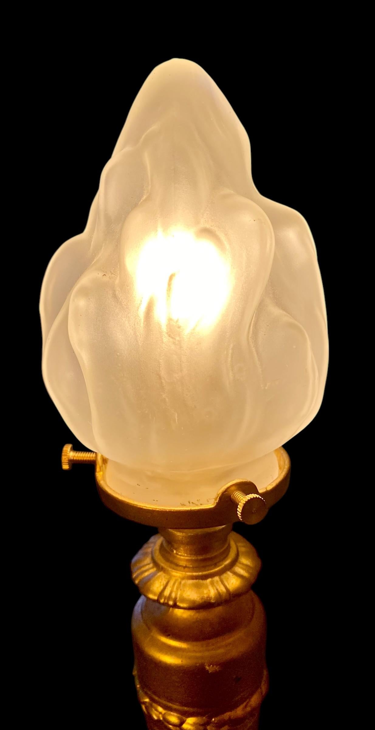 Art Deco Gilt Spelter Marble And Onyx Table Lamp 2