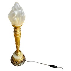 Art Deco Gilt Spelter Marble And Onyx Table Lamp
