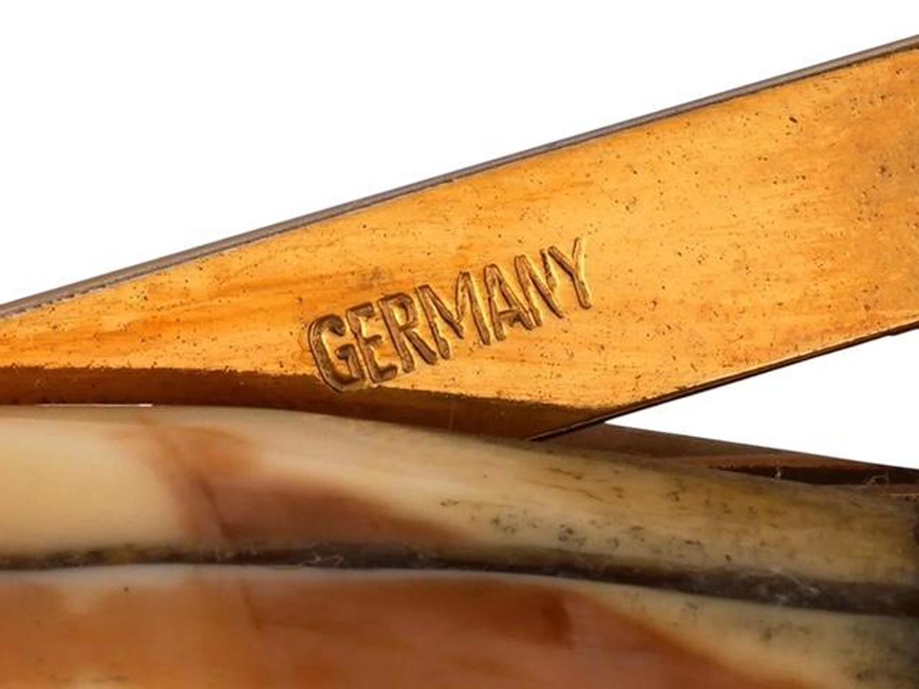 20th Century Art Deco Gilt Sterling Mounted Boars Tusk Cigar Cutter, Marked Solingen/Germany For Sale