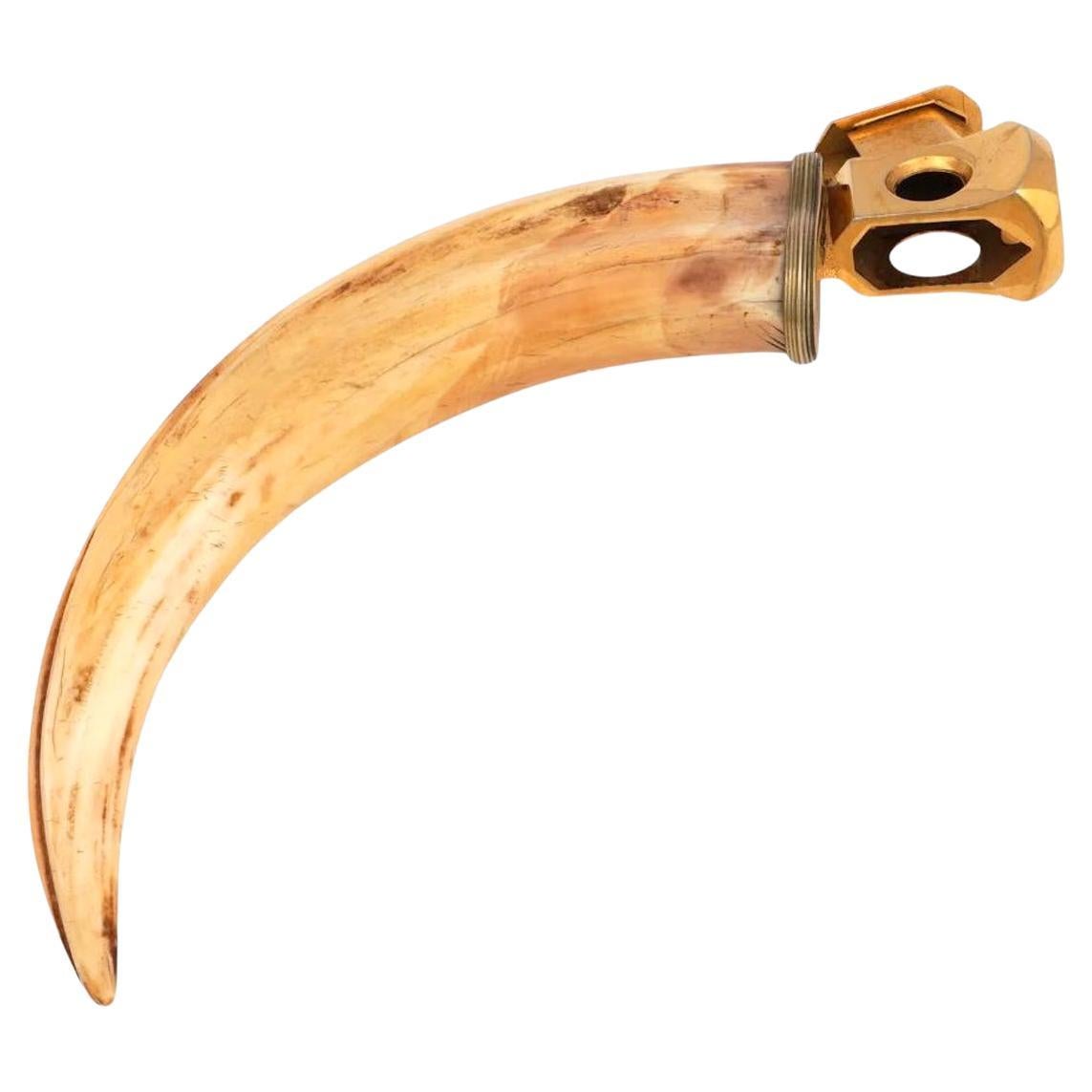 Art Deco Gilt Sterling Mounted Boars Tusk Cigar Cutter, Marked Solingen/Germany For Sale