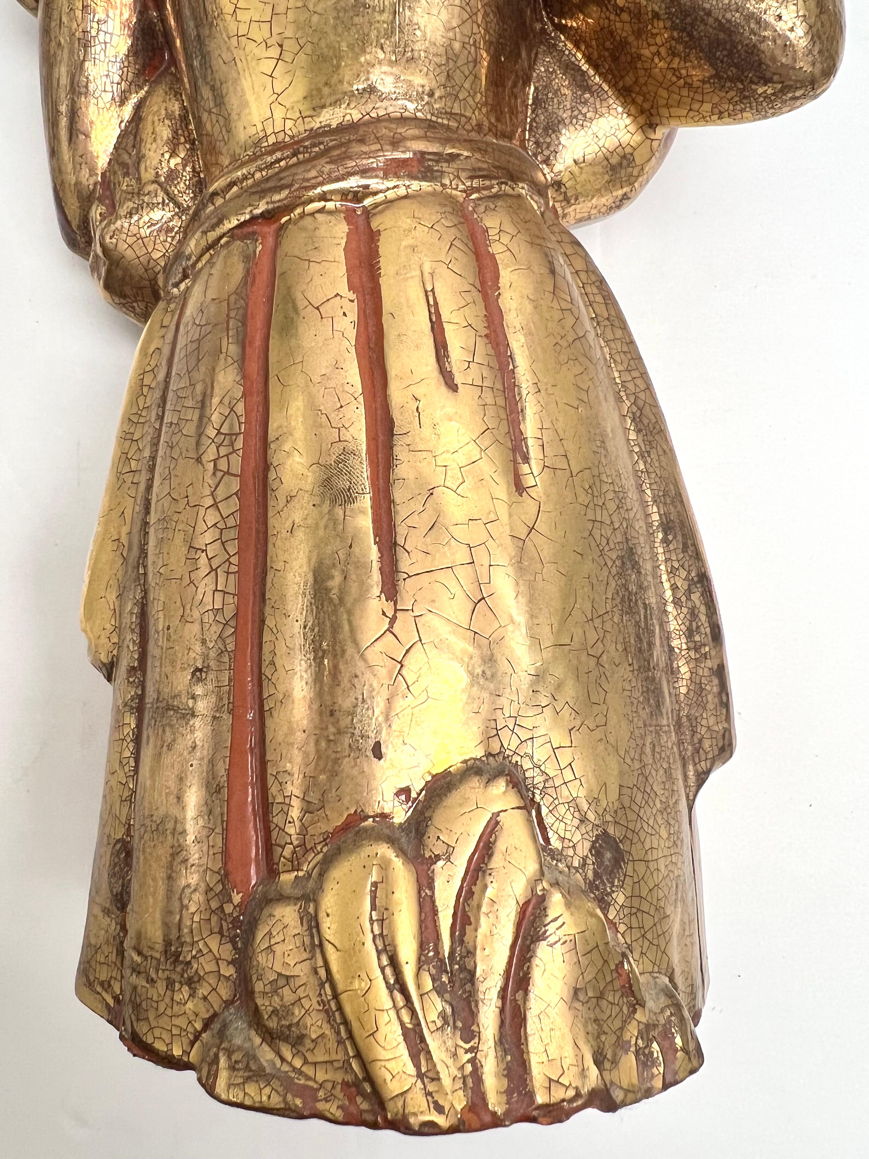 Art Deco Gilt Terracotta Sculpture of Girl with Garland For Sale 4