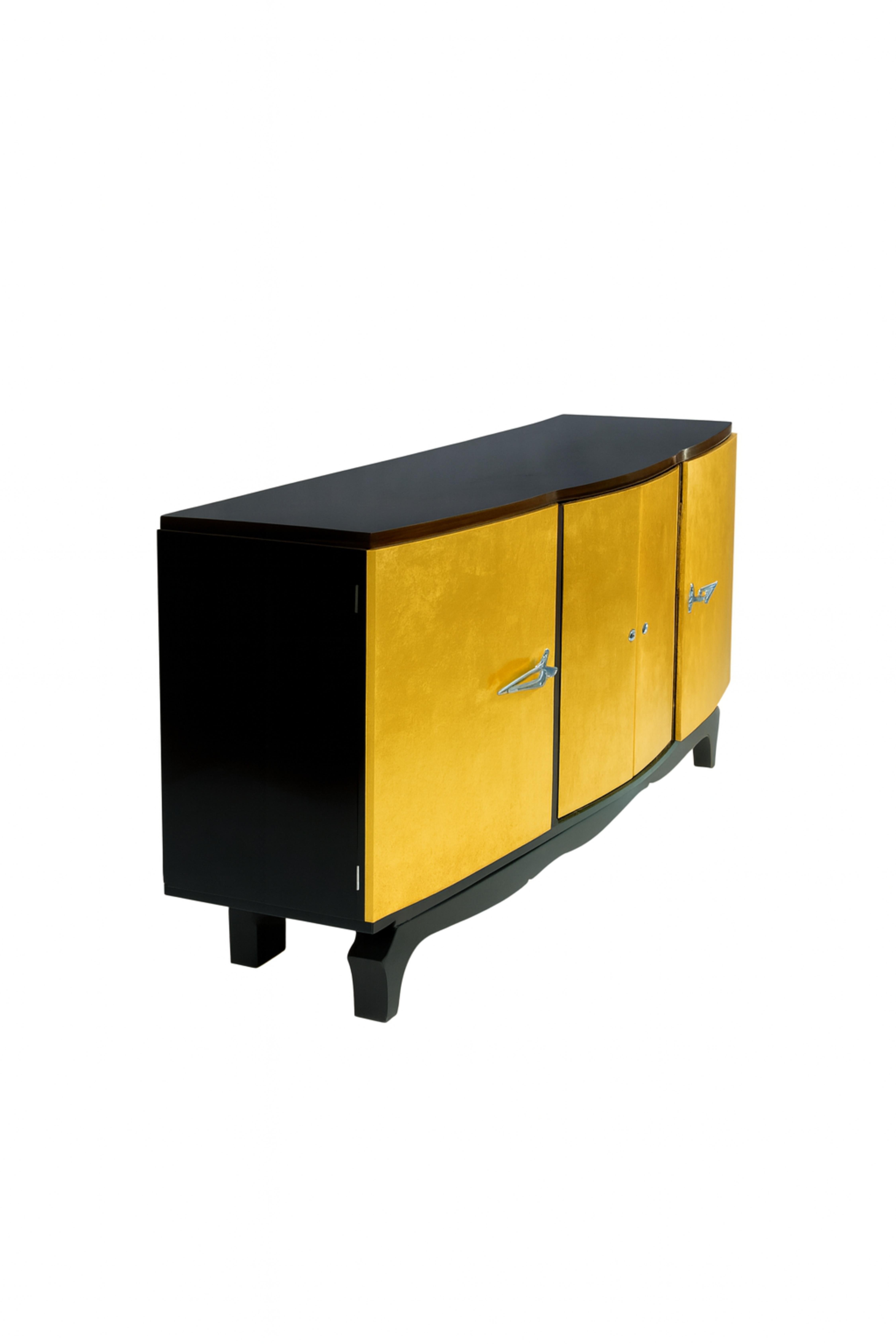 Art Deco Gilt Walnut Credenza , 20th Century For Sale 1