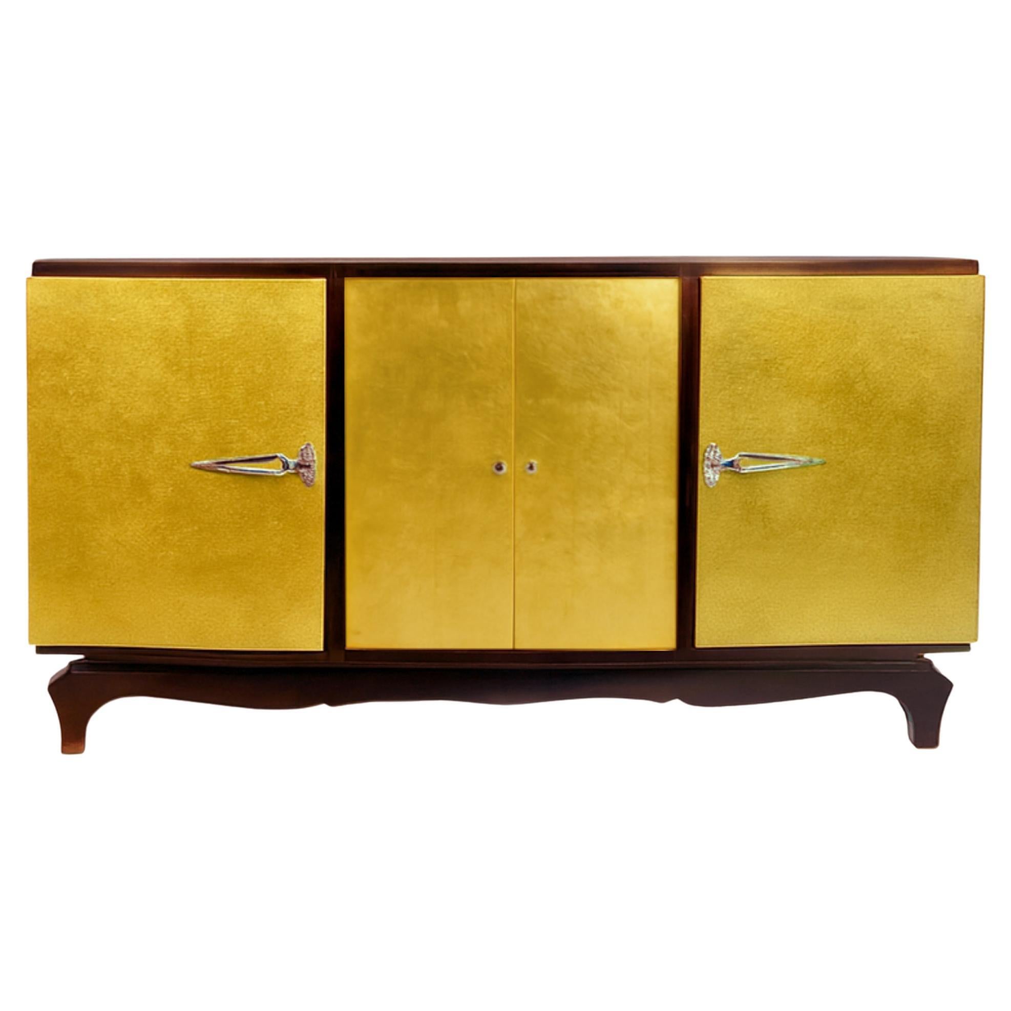 Credenza Art Deco in legno di noce dorato , 20° secolo
