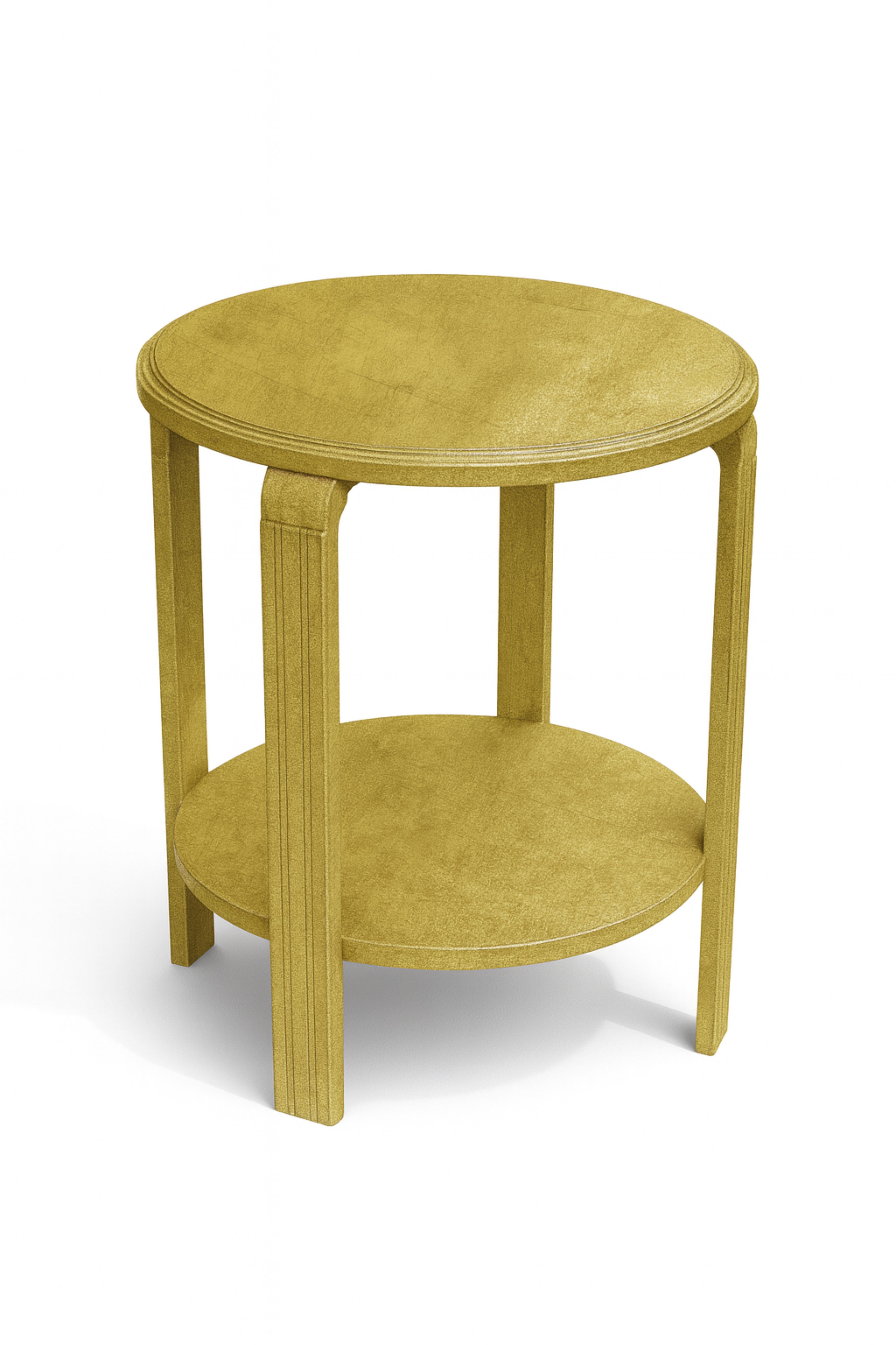 Doré Table d'appoint ronde en noyer doré Art déco, 20e siècle en vente