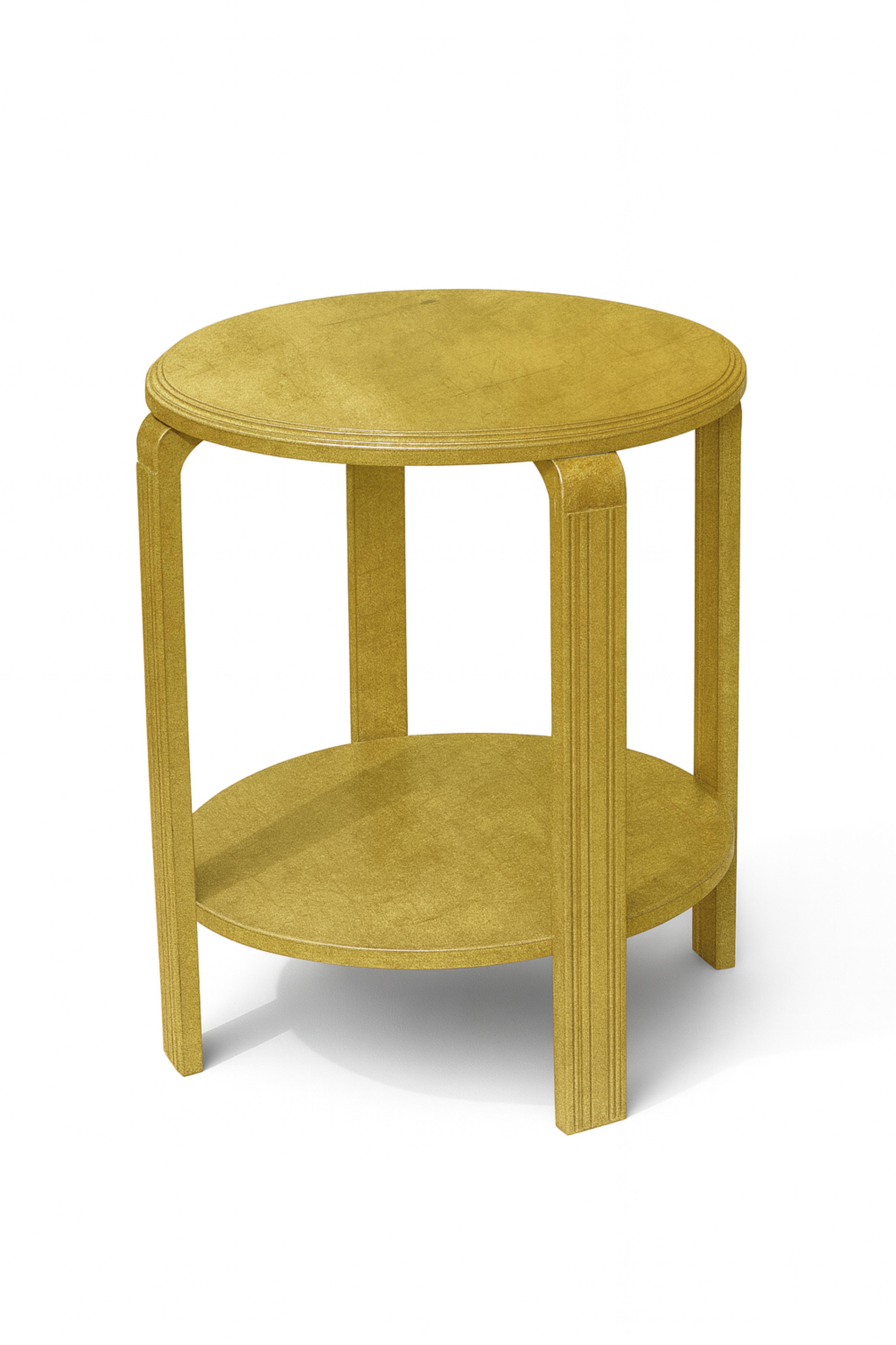 Noyer Table d'appoint ronde en noyer doré Art déco, 20e siècle en vente